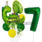 Parti Station Yeşil Dinozor Konsept 7 Yaş Balon Set Jurassic Dinozor Tema Doğum Günü Folyo Balon Set