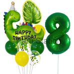 Parti Station Yeşil Dinozor Konsept 8 Yaş Balon Set Jurassic Dinozor Tema Doğum Günü Folyo Balon Set