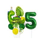 Parti Station Yeşil Dinozor Temalı 5 Yaş Folyo Balon Seti Doğum Günü Dekorasyonu