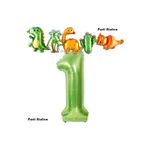 Parti Station Yeşil Renk Rakam Balonlu Dinozor 1 Yaş Doğum Günü Parti Yapışık Balon Set Dinozor Tema Parti Set