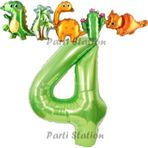 Parti Station Yeşil Renk Rakam Balonlu Dinozor 4 Yaş Doğum Günü Parti Yapışık Balon Set Dinozor Tema Parti Set