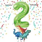 Parti Station Yeşil Renk Rakam Balonlu Küçük Boy Dinozor Balonlu 2 Yaş Dinozor Konsept Doğum Günü Parti Balon Set