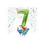 Parti Station Yeşil Renk Rakam Balonlu Küçük Boy Dinozor Balonlu 7 Yaş Dinozor Konsept Doğum Günü Parti Balon Set