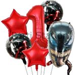 Parti Station Zehirli Öfke Venom 1 Yaş Doğum Günü Balon Set Venom Kırmızı Konsept Doğum Günü Parti Balon Set
