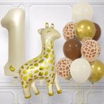Parti Station Zürafa 1 Yaş Balon Folyo Set Konsept Doğum Günü Set Yaş Balon Set