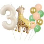 Parti Station Zürafa 3 Yaş Balon Set Yıldız Balon Folyo Set Konsept Doğum Günü Set Yaş Balon Set