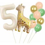 Parti Station Zürafa 5 Yaş Balon Set Yıldız Balon Folyo Set Konsept Doğum Günü Set Yaş Balon Set