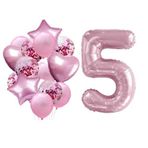 Parti Sürprizi 5 Yaş Pembe Folyo Balon Set