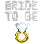 Parti Sürprizi Bride To Be Gümüş Yazı Ve Yüzük Seti 40 cm