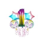 Parti Sürprizi Gökkuşağı Unicorn 1 Yaş Folyo Balon 5 Li Set