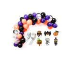 Parti Sürprizi Halloween Cadılar Bayramı Zincir Balon Set Mor,Turuncu,Siyah,Şeffaf 65 Adet