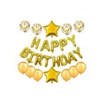 Parti Sürprizi Happy Birthday Altın Balon Seti