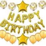 Parti Sürprizi Happy Birthday Altın Folyo Balon Set