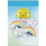 Parti Sürprizi Happy Birthday Güneş Gökkuşağı Folyo Balon Set