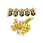 Parti Sürprizi Happy Yazılı Gold Konfetili 4 Yaş Rakam Balon Set