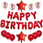 Parti Sürprizi Kırmızı Happy Birthday Folyo Balon Set