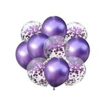 Parti Sürprizi Konfetili Mor Balon Demeti 10 Adet
