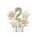 Parti Sürprizi Krem Papatya 2 Yaş Happy Birthday Yıldız Rakam Folyo Balon Set