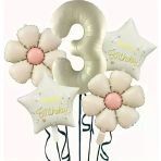 Parti Sürprizi Krem Papatya 3 Yaş Happy Birthday Yıldız Rakam Folyo Balon Set