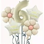 Parti Sürprizi Krem Papatya 6 Yaş Happy Birthday Yıldız Rakam Folyo Balon Set