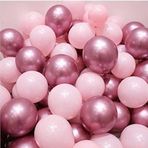 Parti Sürprizi Krom Pembe Ve Mat (pastel) Pembe Renk 10 Lu Balon