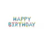 Parti Sürprizi Makaron Gökkuşağı Happy Birthday Folyo Balon