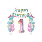 Parti Sürprizi Makaron Happy Birthday 1 Yaş Folyo Balon Set