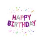 Parti Sürprizi Makaron Renkli Happy Birthday Harf Folyo Balon Set