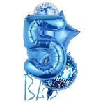 Parti Sürprizi Mavi 5 Yaş Happy Birthday Konfetili Balon Set