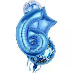 Parti Sürprizi Mavi 6 Yaş Happy Birthday Konfetili Balon Set