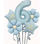 Parti Sürprizi Mavi Happy Birthday 6 Yaş Folyo Balon Set