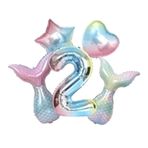 Parti Sürprizi Rainbow Deniz Kızı Kuyruğu 2 Yaş Folyo Balon Set