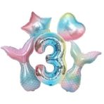 Parti Sürprizi Rainbow Deniz Kızı Kuyruğu 3 Yaş Folyo Balon Set