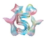 Parti Sürprizi Rainbow Deniz Kızı Kuyruğu 5 Yaş Folyo Balon Set