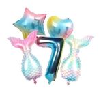 Parti Sürprizi Rainbow Deniz Kızı Kuyruğu 7 Yaş Folyo Balon Set