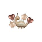 Parti Sürprizi Retro Happy Birthday Dinozor Şekilli 5 li Folyo Balon Set