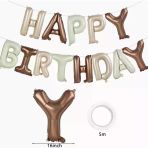 Parti Sürprizi Retro Krem Karamel Bej Happy Birthday Harf Folyo Balon Set
