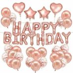 Parti Sürprizi Rose Gold Happy Birthday Konfetili Balon Set