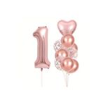 Parti Sürprizi Rose Gold kalpli 1 Yaş Folyo Balon Set