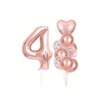 Parti Sürprizi Rose Gold kalpli 4 Yaş Folyo Balon Set