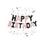 Parti Sürprizi Rose Gold Siyah Happy Birthday Harf Folyo Balon Set