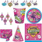 Parti Sürprizi Superhero Birthday Girl Parti Seti 8 Kişilik