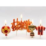 parti sürprizi Taraftar Temalı Sarı Kırmızı Happy Birthday Kupa Şekilli Mum Set