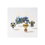 parti sürprizi Taraftar Temalı Sarı Lacivert Happy Birthday Kupa Şekilli Mum Set