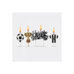 Parti Sürprizi Taraftar Temalı Siyah Beyaz Happy Birthday Kupa Şekilli Mum Set