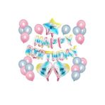 Parti Sürprizi Unicorn Makaron Gökkuşağı Happy Birthday Balon Set