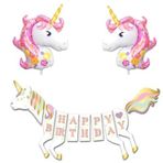 Parti Sürprizi Unicorn Şekilli Happy Birthday Folyo Balon Set