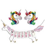 Parti Sürprizi Unicorn Şekilli Iyi Ki Doğdun Gökkuşağı Folyo Balon Set
