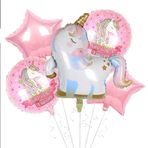 Parti Sürprizi Unicorn Yıldızlı Folyo Balon 5 Li Set