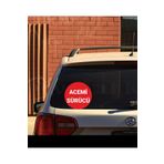 Parti Tasarla Acemi Sürücü Yazılı Sticker Oto Sticker 15x15 Cm Kırmızı zemin beyaz yazı